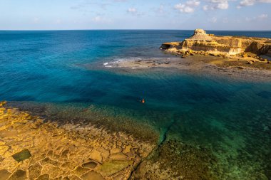Beautiful beach in Gozo, Malta. Aerial drone view.