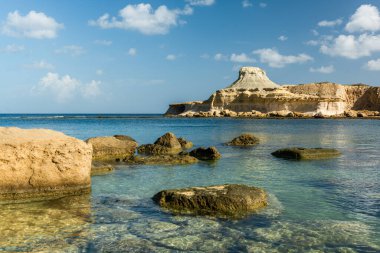 Beautiful pristine beach in Xwejni Bay, Malta.