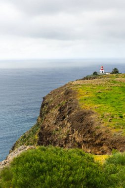 Ponta do Pargo Lighthouse, Madeira, Portekiz. Atlantik Okyanusu 'ndaki volkanik ada