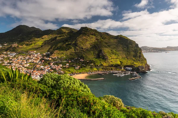Vista Cidade Machico Ilha Madeira Oceano Altântico — Fotografia de Stock