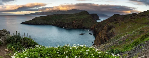 Vista Panorâmica Sobre Ponta São Lourenco Madeira Portugal Panorama Nascer — Fotografia de Stock