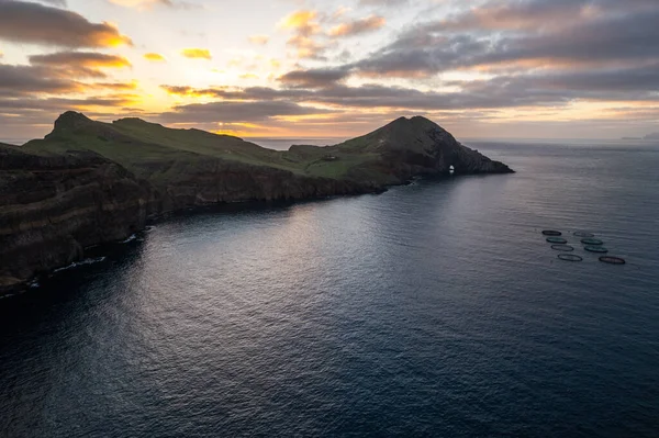 Ponta Sao Lourenco Madeira Vista Aérea Drones Sobre Costa Oceano — Fotografia de Stock