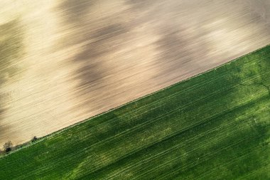 Renkli Tarım Alanı ve Manzaralı Kırsal Bölge. Hava Aracı görünümü