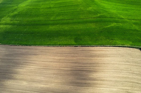 Padrões Coloridos Campos Cultivo Terras Agrícolas Vista Aérea Drone Foto — Fotografia de Stock