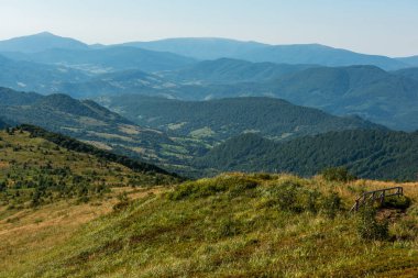 Yazın Bieszczady Dağları, Karpatlar, Polonya 'da vahşi doğa ve manzara ve alp manzarası.