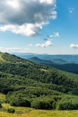 Yazın Bieszczady Dağları, Karpatlar, Polonya 'da vahşi doğa ve manzara ve alp manzarası.