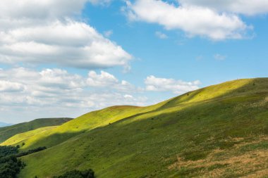 Yazın Bieszczady Dağları, Karpatlar, Polonya 'da vahşi doğa ve manzara ve alp manzarası.