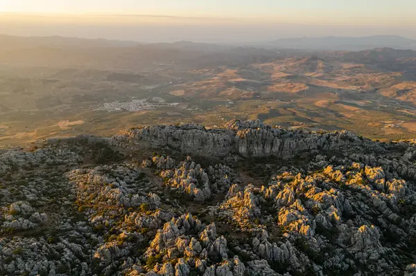 Нереальне Утворення Каменю Пейзаж Торкаль Антекера Малазі Андалусія Іспанія Повітряний Стокове Фото