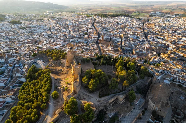 Drone Skyline View Antequera Spanish Town Andalucia Spain Imagen de stock
