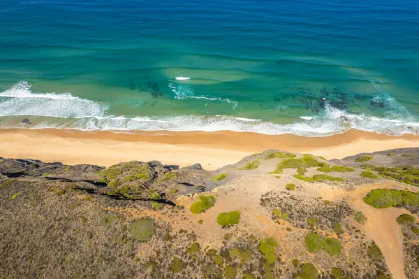 Vista Aérea Bela Praia Natural Cordoama Costa Atlântica Portugal — Fotografia de Stock