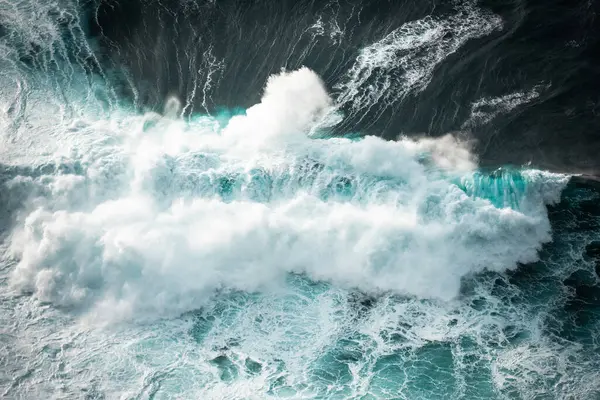 Oceánské Vlny Hroutí Abstraktní Vzor Shora Dolů Letecké Drone Pohled — Stock fotografie