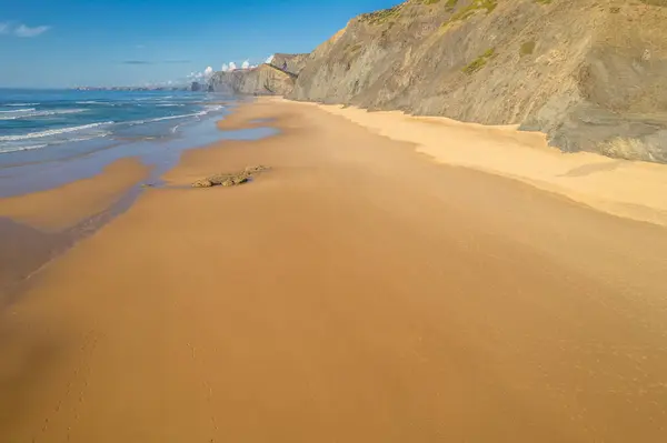 Portekiz Atlantik Kıyısındaki Güzel Doğal Cordoama Plajının Havadan Görünüşü Telifsiz Stok Imajlar
