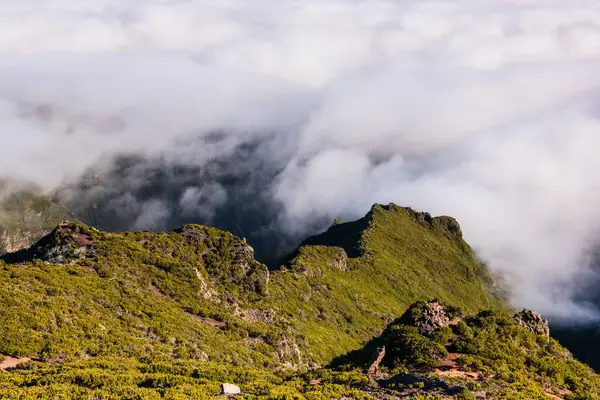 马德拉山脉在云中的山峰 图库图片