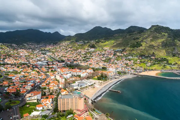 Paisaje Urbano Canico Vista Aérea Del Dron Isla Madeira Portugal Imagen De Stock