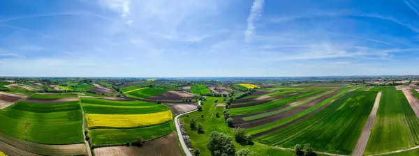 Kurvige Landstraße Der Region Ponidzie Polen Drohnenblick Aus Der Luft Stockbild