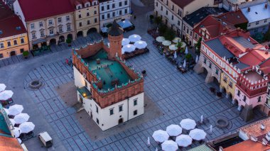 Aerial drone view of Tarnow townscape , Poland. Market Square Town Hall. clipart