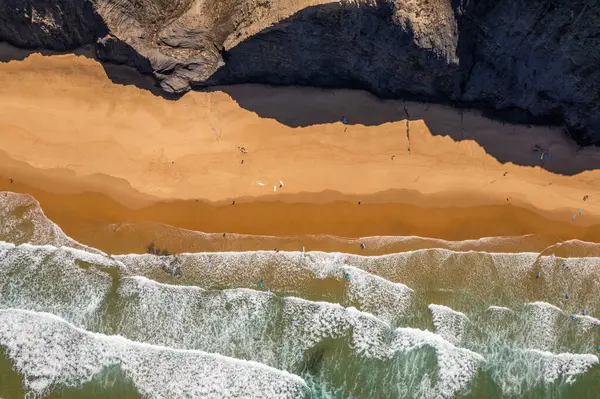 stock image Aerial Panorama of Cordoama Beach and Coastline in Algarve, Portugal