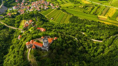 Slovenya 'nın Branik şehrinin yukarısındaki Ortaçağ Rihemberk Şatosu