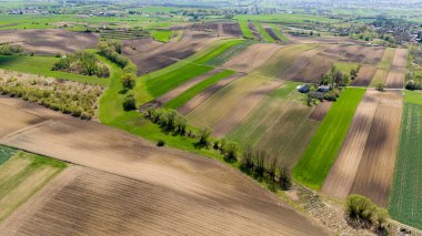 Manzaralı tarım arazilerinin drone görüntüsü