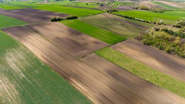 Kırsal yama alanları üzerinde drone görünümü