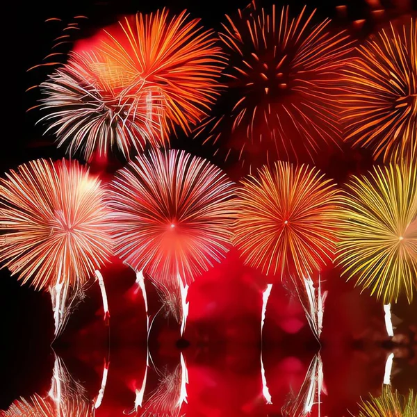 Feliz Ano Novo Imagem Fundo Com Fogos Artifício Coloridos — Fotografia de Stock