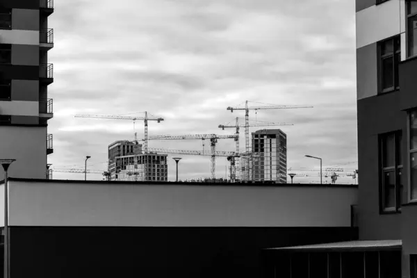 Вежа Крейна Місці Будівництва Багатоповерхового Житлового Будинку Концепція Будівництва — стокове фото