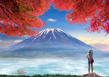Güzel Fuji Dağı 'nın 3 boyutlu görüntüsü.
