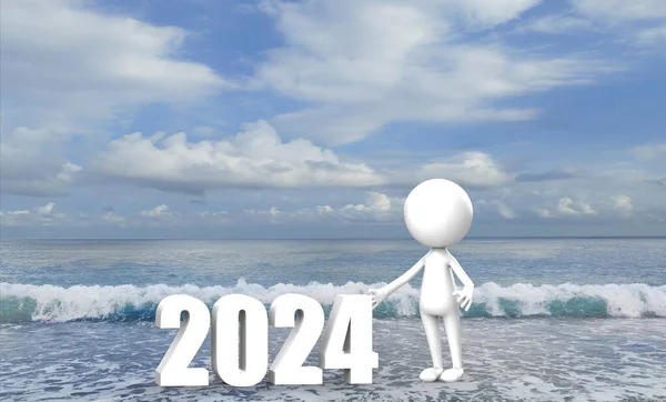 2024という言葉の3Dレンダリング素晴らしい背景ビュー — ストック写真