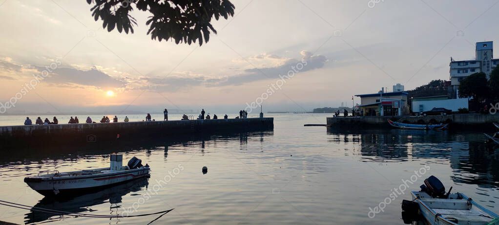 Tamsui, Taiwan Feb 12, 2023 people at the Tamsui River, Tamsui
