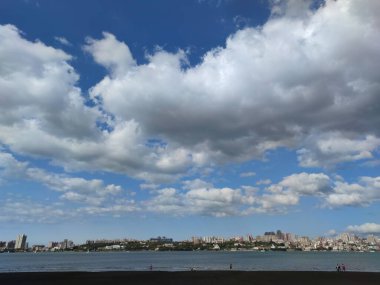 Danshui, Bali New Taipei City - Feb 28, 2023 : Beautiful sunset over the Danshui River, Bali, Taiwan