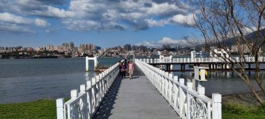 Danshui, Bali New Taipei City - Feb 28, 2023 : Beautiful sunset over the Danshui River, Bali, Taiwan