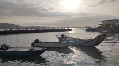 Danshui, Bali New Taipei City - Feb 28, 2023 : Beautiful sunset over the Danshui River, Bali, Taiwan