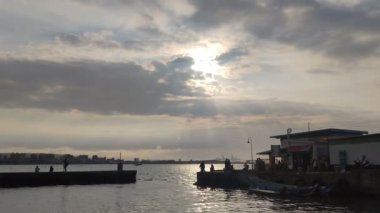 Danshui, Bali New Taipei City - Feb 28, 2023 : Beautiful sunset over the Danshui River, Bali, Taiwan