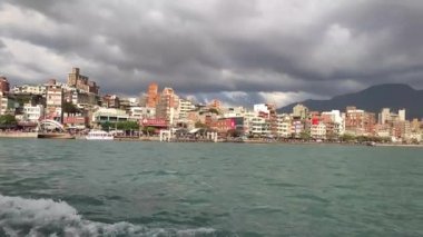 Danshui, Bali New Taipei City - Feb 28, 2023 : Beautiful sunset over the Danshui River, Bali, Taiwan