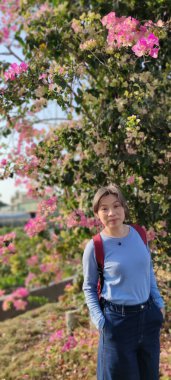 Bougainvillea Çiçek Duvarı, Changhua - 10 Mart 2023: Bougainvillea Çiçek Duvarı, Changhua, Tayvan