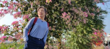 Bougainvillea Çiçek Duvarı, Changhua - 10 Mart 2023: Bougainvillea Çiçek Duvarı, Changhua, Tayvan