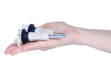 Çamaşır makinesinin civataları beyaz arka plan izolasyonunda.