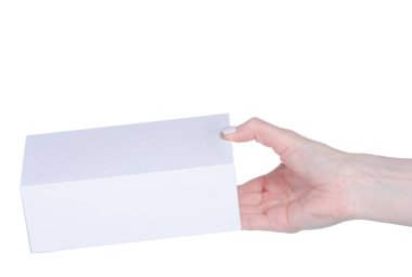 Beyaz arka plan izolasyonu üzerine beyaz cep telefonu kutusu