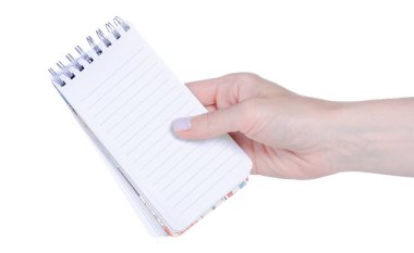 Beyaz arkaplan izolasyonu üzerine beyaz defter günlüğü