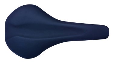 Beyaz arka plan izolasyonunda siyah deri bisiklet koltuğu