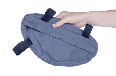 Beyaz arka plan izolasyonunda bisiklet çantası aksesuarı