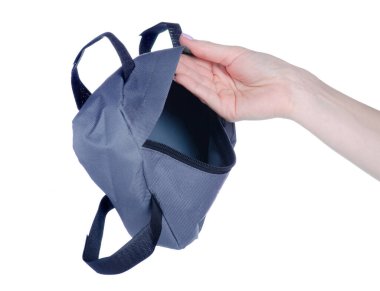 Beyaz arka plan izolasyonunda bisiklet çantası aksesuarı