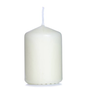 Beyaz arka planda beyaz mum ışığı izole edildi. Noel dekoru