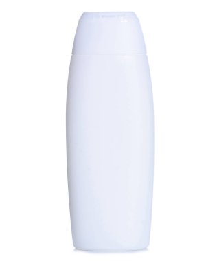 Beyaz güzellik şişesi şampuan duş jeli beyaz arka plan izolasyonu