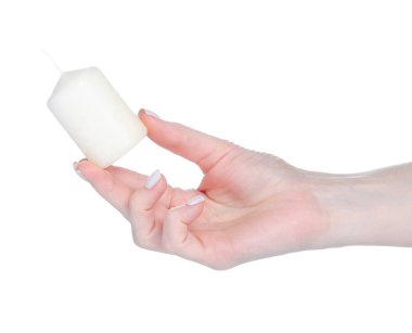 Beyaz arka planda beyaz mum ışığı var. Noel dekoru