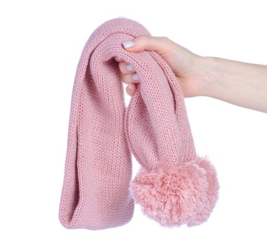 Beyaz arkaplan izolasyonuna pembe eşarp