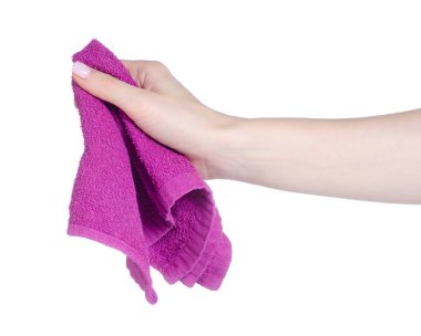 Beyaz arka plan izolasyonuna pembe el havlusu.