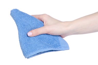 Mavi el havlusu beyaz arka plan izolasyonunda