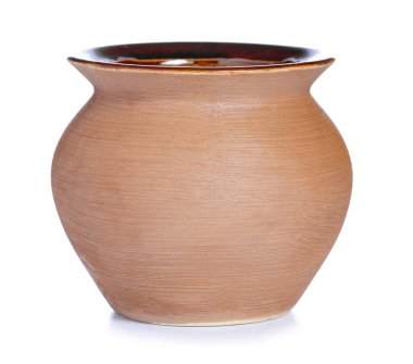 Beyaz arkaplan izolasyonunda seramik pişirme kabı