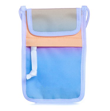 Beyaz arkaplan izolasyonunda kadın çapraz çanta